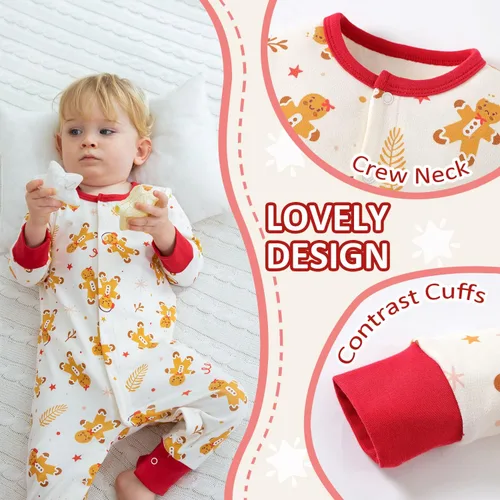 Vista 4 de Zanie Kids Mameluco de manga larga para bebé, niña, niño, traje de primera pieza, traje de primer cumpleaños, primavera, otoño e invierno Chritmas