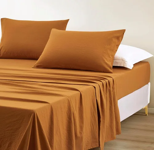 Vista 22 de Chezmoi Collection Juego de sábanas y fundas de almohada de tamaño individual lavado a piedra, 3 piezas, extra suave, transpirable, resistente a