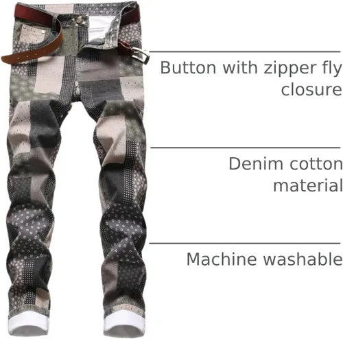 Vista 214 de Enrica Pantalones vaqueros estampados casuales para hombre