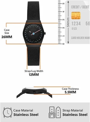 Vista 7 de Skagen Grenen Lille Reloj de mujer con malla de acero inoxidable o correa de cuero