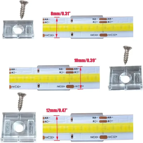 Vista 2 de XXHong - 100 clips + 100 tornillos de 8 a 0.472 in de ancho, clip de fijación de luz LED transparente, clip de montaje, tornillos fijos, adecuado