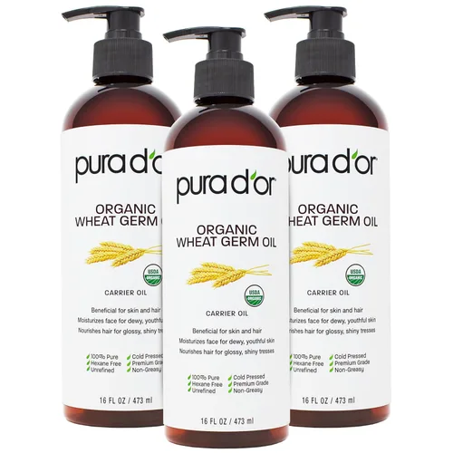Vista 6 de PURA D'OR Aceite de germen de trigo orgánico de 16 onzas – Aceite portador prensado en frío 100% puro y natural certificado por la USDA – Vitamina E