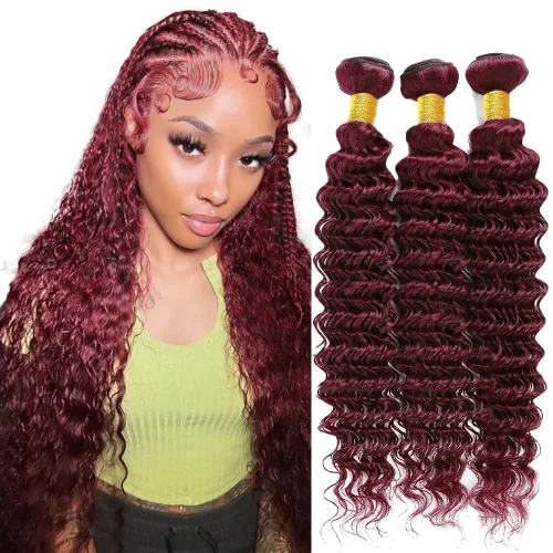 Vista 61 de P1B/99J - Paquetes de cabello humano ondulado de 12 pulgadas P1B/99J Negro Mezclado Con Borgoña BD
