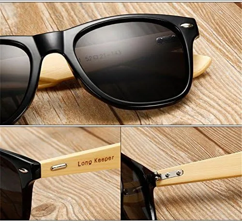 Vista 5 de Long Keeper Bamboo Wood Brazos Gafas de sol para mujeres hombres
