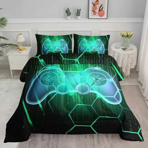 Vista 19 de Juego de edredón para niños Axolotl, tamaño individual, juego de ropa de cama con diseño de autos de carreras para niños, niñas, adolescentes
