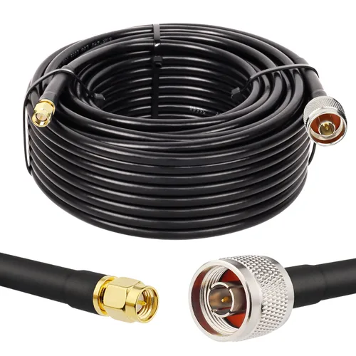 Vista 16 de MOOKEERF 2 piezas de cable N macho a SMA macho 1 pie, cable SMA a N de 50 ohmios de baja pérdida ultra KMR240 coaxial para enrutador WiFi, receptor