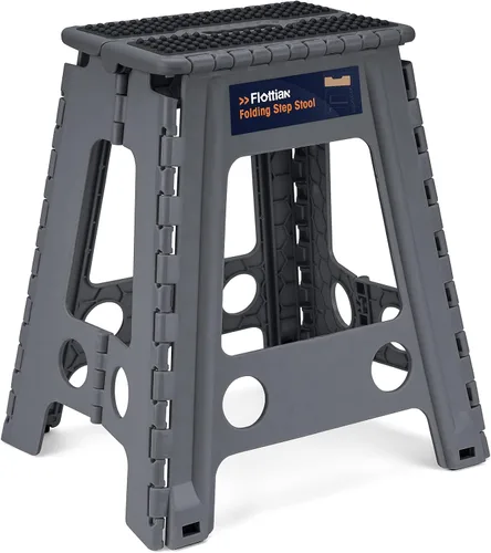 Vista 24 de Flottian Taburete plegable de 13 pulgadas para adultos y niños con capacidad para hasta 300 libras, taburetes plegables antideslizantes con asa