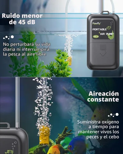 Vista 7 de Pawfly Bomba de aire para acuario, bomba aireadora portátil de 40 GPH