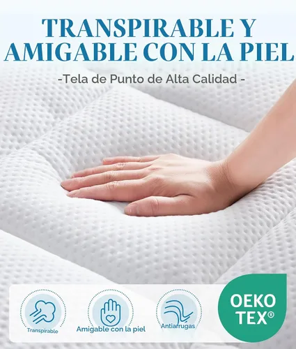 Vista 6 de BDEUS Cubrecolchón impermeable de doble capa de espuma viscoelástica de 3 pulgadas, tamaño individual, espuma viscoelástica de gel de 2 pulgadas más
