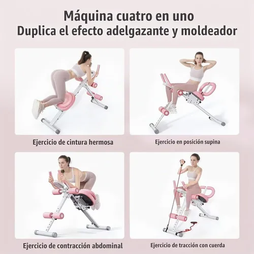 Vista 7 de Máquina de abdominales, equipo de entrenamiento abdominal, máquina de entrenamiento abdominal ajustable de 5 niveles con pantalla LCD, equipo de Rosa
