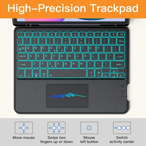 Vista 3 de Funda de teclado desmontable magnética para Samsung Galaxy Tab S6 Lite de 10,4 pulgadas 7Color Backlit Bluetooth Trackpad Keyboard