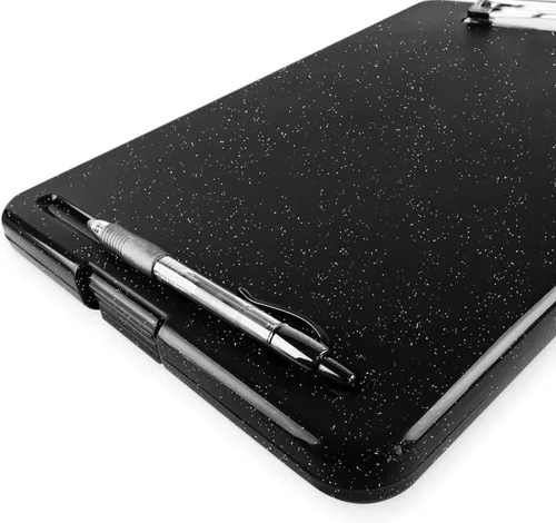 Vista 4 de Portapapeles con almacenamiento delgado plegable para enfermería, maestros, entrenadores y oficina, plástico resistente con soporte para bolígrafo