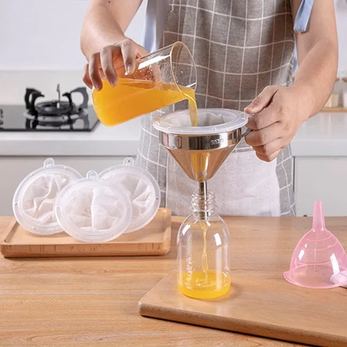 Vista 7 de Colador de filtro de alimentos de malla 400 para cocina, colador de micrones para transferir líquidos, aceite e ingredientes secos, embudo