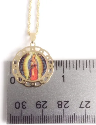 Vista 6 de SIFRIMANIA Cadena de medalla religiosa católica chapada en oro para niños y mujeres