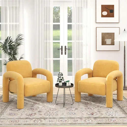 Vista 23 de Silla decorativa moderna, cómoda silla tapizada de terciopelo, acogedora silla individual de tocador, silla de barril copetudo, silla de lectura