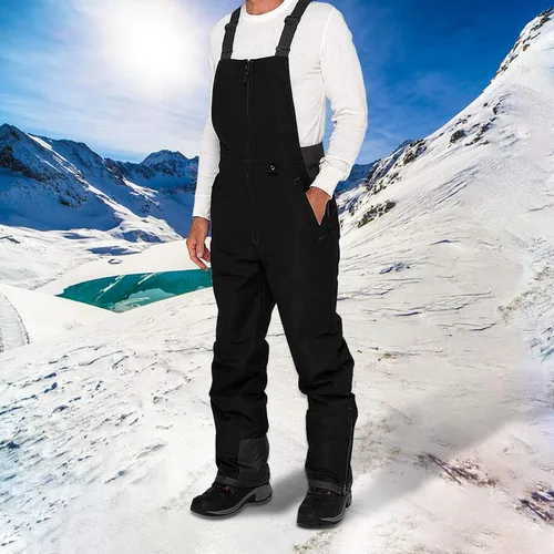 Vista 3 de BODOAO Pantalones de esquí para hombre, aislados, resistentes al agua, pantalones de esquí para nieve, overol de snowboard con aislamiento