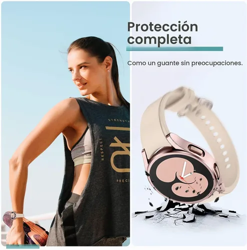Vista 5 de Tensea - Paquete de 4 + 4: Protector de pantalla para Samsung Galaxy Watch 4 de 1.57 pulgadas, película protectora de vidrio templado