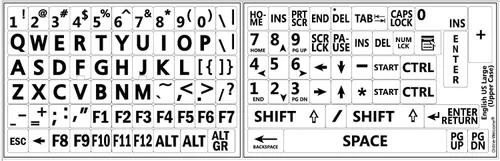 Vista 6 de Five 5 English US Large Print Lettering Negro, Amarillo, Blanco, Gris BACKGROUNS Pegatinas de teclado 5