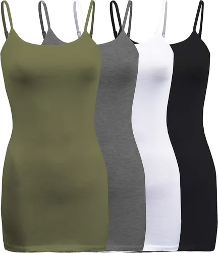 Vista 23 de ShezPretty - Camiseta sin mangas básica para mujer con tirantes tipo espagueti ajustables, 4