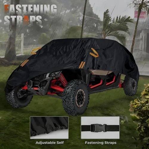 Vista 4 de UTV Cover for CFMoto UForce LTD 1990-2025, All Weather Outdoor UTV Storage Cover with Windproof Buckles & Elastic Hem, Water Resistant for Side by