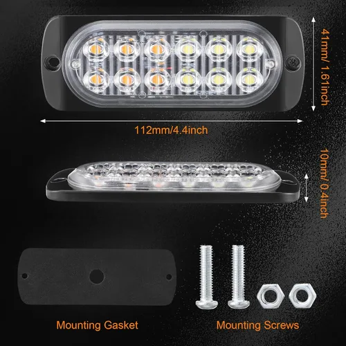 Vista 3 de Leelosp 14 luces estroboscópicas LED de 12 luces LED para remolque, vehículos de construcción, montaje en superficie, faros de peligro