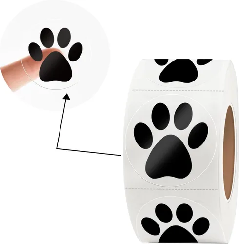 Vista 19 de Calcomanías de Huellas de Patas de Oso, Calcomanías Redondas Transparentes de 1.5" con Línea de Perforación (500 PCS, Naranja)