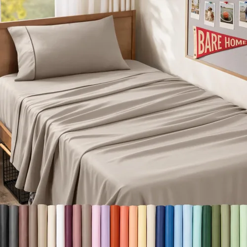 Vista 27 de Bare Home Juego de Sábanas Twin - Sábanas de Cama de Microfibra Ultra-Suave 1800 - Doble Cepillado - Bolsillos Profundos - Ajuste Fácil - Extra