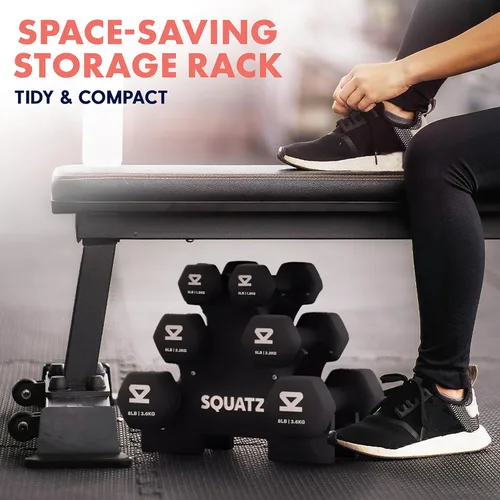 Vista 6 de SQUATZ Dumbbell Weights Set with Stand Negro