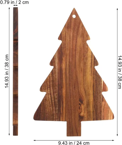 Vista 2 de iplusmile Tabla de embutidos para árbol de Navidad, tabla de cortar de madera para queso, sushi, aperitivos, frutas y postres, bandeja de servir