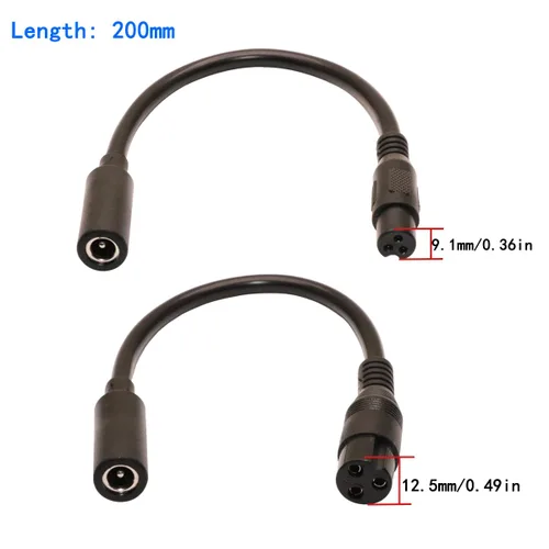 Vista 3 de Cable adaptador de carga universal de 42 V 2 A, 4 enchufes de repuesto para batería de litio de 36 V, paquete DC 5.5 x 2.1 con conector XLR macho