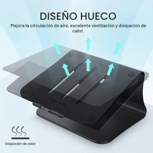 Vista 5 de Soporte para portátil de aluminio con ventilación térmica para MacBook Air/Pro, Dell, HP, Lenovo, Microsoft Surface, Samsung de 11 a 16 pulgadas