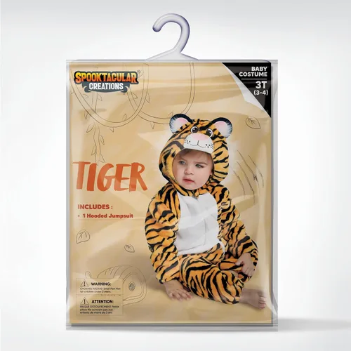 Vista 7 de Spooktacular Creations Unisex Baby Tiger Romper, Animal Costume One-piece Pajama, Zip-up Romper