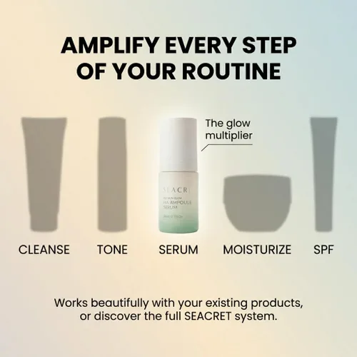 Vista 7 de SEACRET Bio Skin Glow - Suero de ácido hialurónico 4D para la cara, ampolla hidratante para la piel de vidrio con péptidos y minerales fermentados