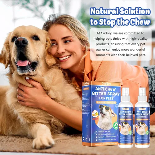 Vista 8 de Cudory 2 unidades de spray de manzana amarga para perros para dejar de masticar, sin masticar en aerosol para perros y gatos, protege muebles