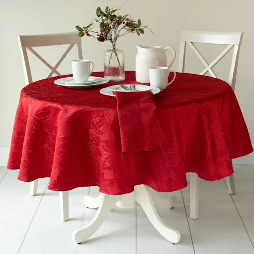 Vista 11 de Benson Mills - Mantel de tela de damasco Poinsettia Legacy, para fiestas, invierno y Navidad