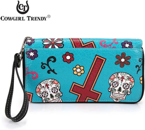 Vista 3 de Sugar Skull - Cartera de mano con cruz occidental para el Día de los Muertos
