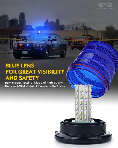 Vista 3 de LUMENIX - Mini barra de luces estroboscópicas para carretilla elevadora, 60 LED, color azul