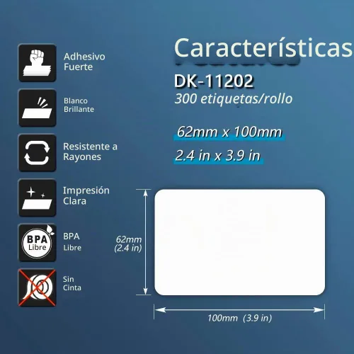 Vista 2 de BETCKEY Repuesto para etiquetas de envío Brother DK-1202