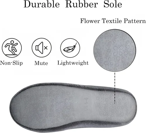 Vista 5 de GRITHEIM Pantuflas de casa de terciopelo con pompones mullidos para mujer, de espuma viscoelástica, cómodas, de punto de felpilla, para dormitorio