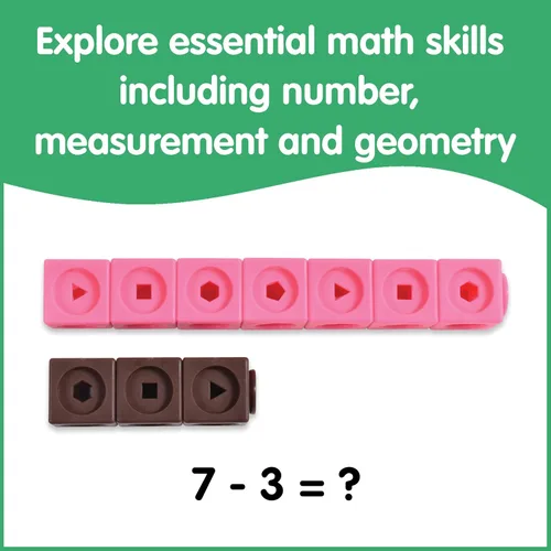 Vista 6 de edxeducation Cubos de matemáticas Juego de 100 bloques de conteo con 5 formas Elementos manipulativos de matemáticas para preescolares