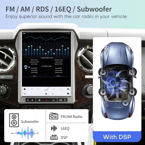 Vista 7 de Qualcomm - Radio de coche para Ford F250 F350 F450 2013 2014 2015 2016 SYNC2 estéreo Android 13 reemplazo Carplay Android actualización automática