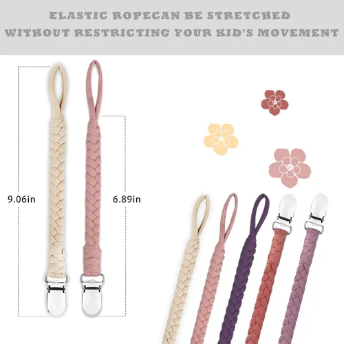 Vista 2 de Braided Pacifier Clip for Boys & Baby Girl, Binky Clips Pacifier Holder 100% Handmade Teething Straps Unisex Design