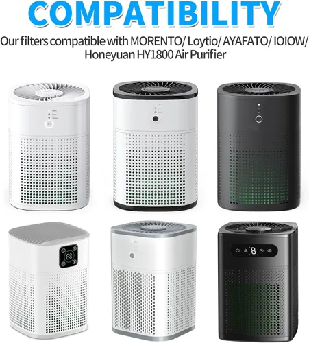 Vista 2 de KEEPOW HY1800 Filtro de repuesto para purificador de aire compatible con purificador de aire MORENTO/Loytio/AYAFATO/Honeyuan HY1800, paquete de 2