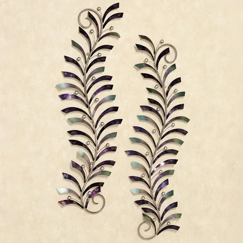 Vista 2 de Natures Dance - Juego de 2 piezas de arte de pared de metal, color morado