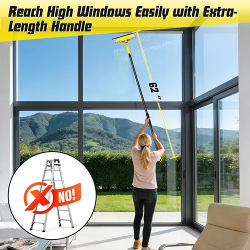 Vista 8 de Escobilla de ventana profesional con poste de extensión de 60