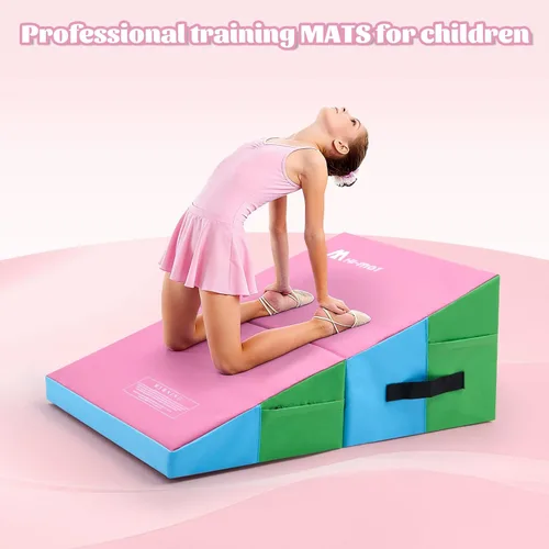 Vista 3 de Colchoneta de gimnasia con cuña inclinada para niños, para interiores y exteriores, equipo de entrenamiento y ejercicio, gimnasio en casa, yoga