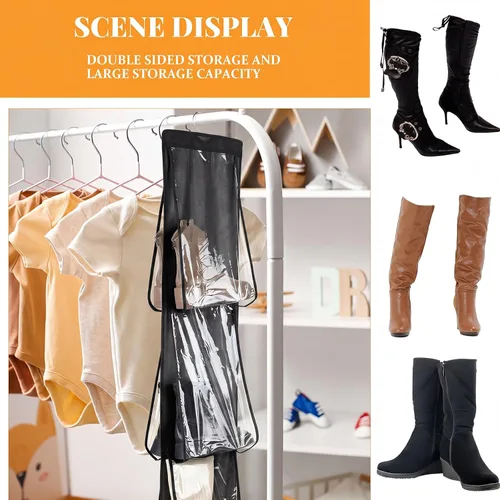 Vista 5 de Windyun 16 pares de zapatos colgantes de tela de doble cara con bolsillos transparentes grandes para armarios, organizador de zapatos colgante