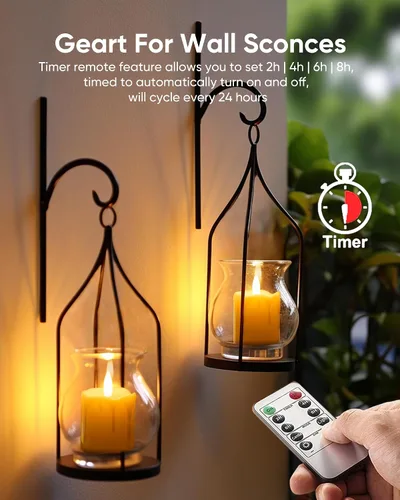 Vista 3 de Homemory Velas votivas parpadeantes sin llama con control remoto y temporizador de 2 x 2 pulgadas, funciona con pilas, paquete de 6 velas falsas
