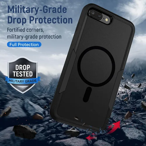 Vista 7 de Funda para iPhone 8 Plus, diseñada para iPhone 7 Plus, [compatible con Magsafe] [probada contra caídas de grado militar] a prueba de golpes, Negro