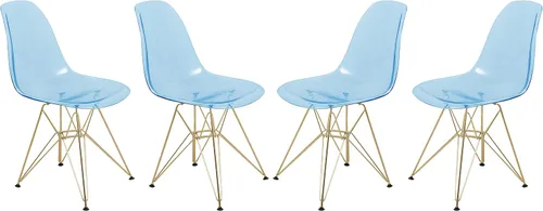 Vista 12 de LeisureMod Sillas de comedor de acrílico con base Eiffel cromada, respaldo ergonómico curvado, juego de 2 sillas laterales ligeras para cocinas